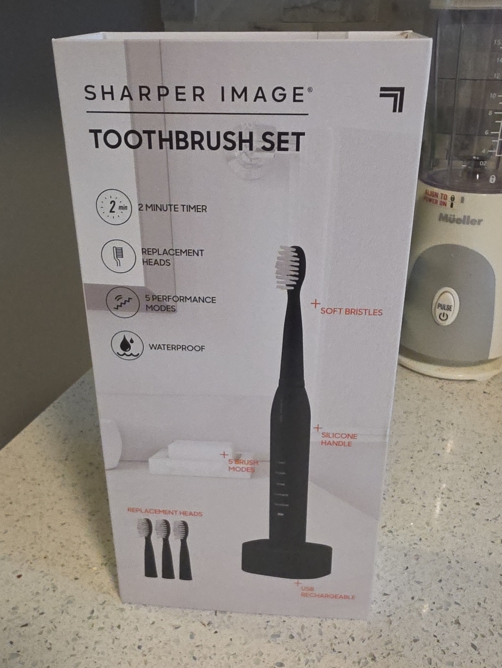 Sharper Image Black and White Electric Toothbrush Set
